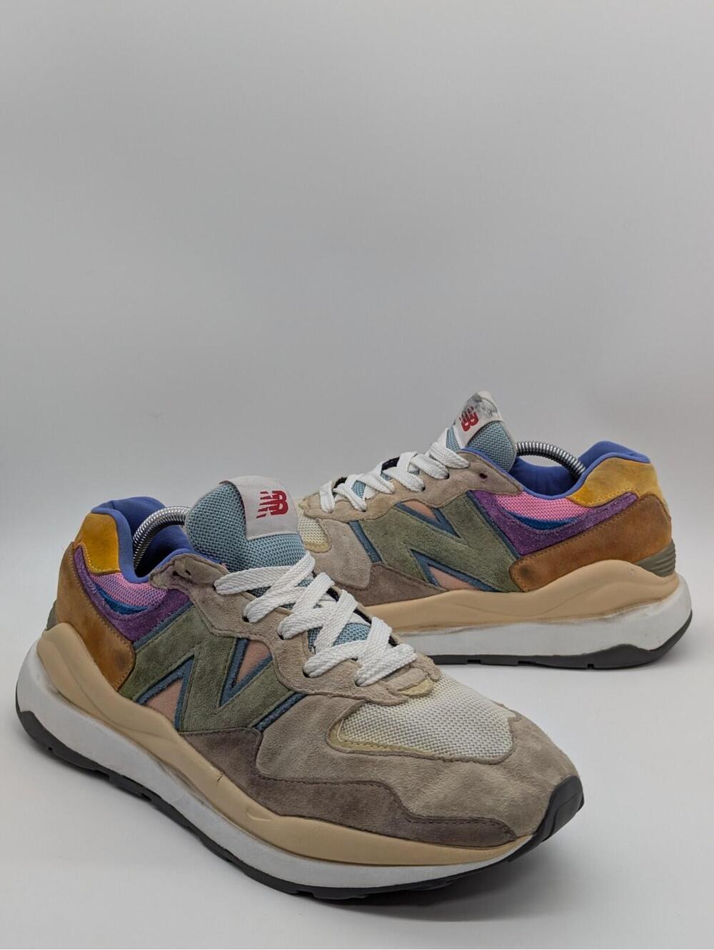 Mens Size 11 New Balance 57/40 Calm Taupe Vibrant Apricot Suede Colorblock Shoes